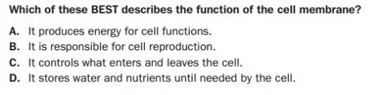 Georgia Milestones Practice Test 5th grade - Life Science sample