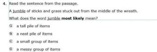 SBAC Practice Test 3rd Grade - Vocabulary sample