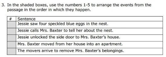 SBAC Practice Test 3rd Grade - Chronological Order sample