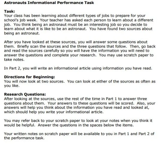 SBAC - 3rd Grade - Performance Task sample