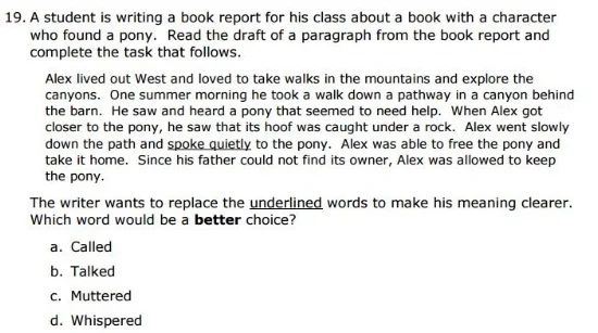 Free SBAC Practice Test 4th Grade - Writing Passage Based sample
