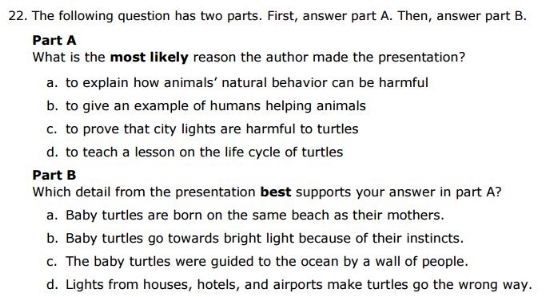 Free SBAC Practice Test 4th Grade - Listening sample