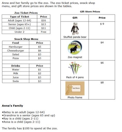 Free SBAC Practice Test 4th Grade - Math Performance Task sample