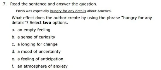 SBAC Practice Test 5th Grade - Figurative Language sample