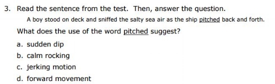 SBAC Practice Test 5th Grade - Vocab sample