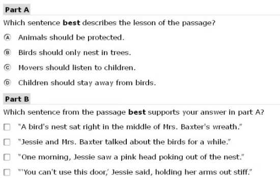 Smarter Balanced Practice Test - 3rd grade Evidence sample
