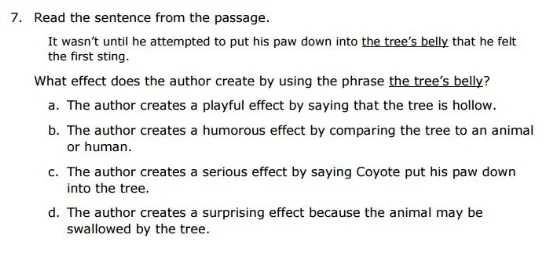 OAKS Practice Test - 4th grade Figurative Language sample