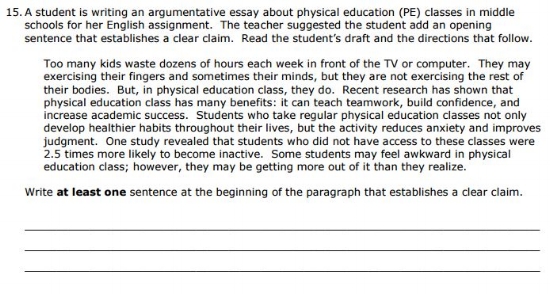 OAKS Practice Test - 8th gradeBrief Write sample
