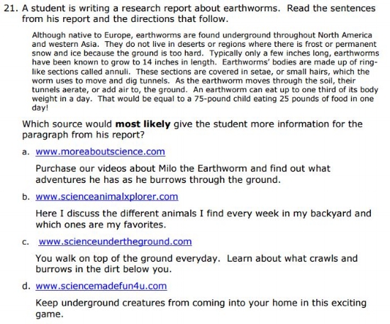 OAKS Practice Test - 6th grade Research sample
