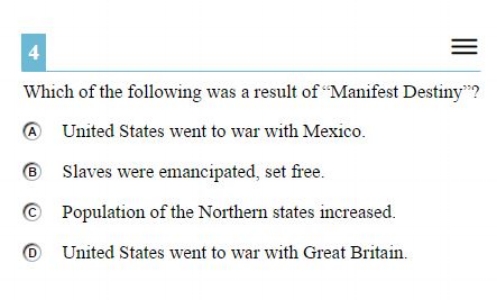OAKS Practice Test Online - 8th gradeU.S. History sample
