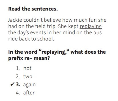 NWEA Practice Test 3rd Grade Test - Prefixes sample