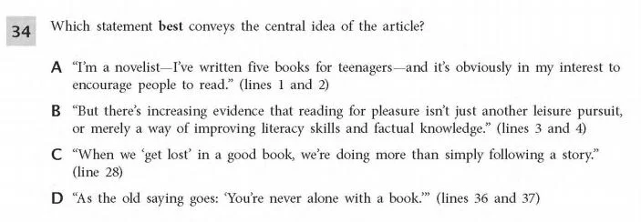 ELA Practice Test 6th Grade - Central Idea sample