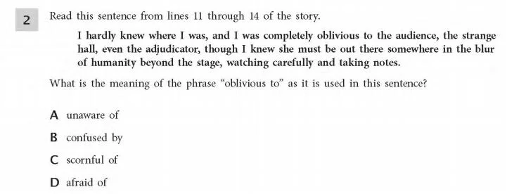 ELA Practice Test 6th Grade - Vocab sample