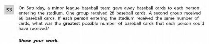 NYS Math Practice Test 6th Grade - Short Responses 1 sample
