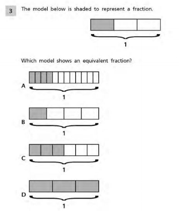 PARCC - 4th grade Fractions sample question