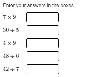 PARCC - Multiplication and Division sample