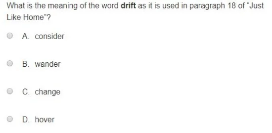 PARCC - Vocabulary sample question