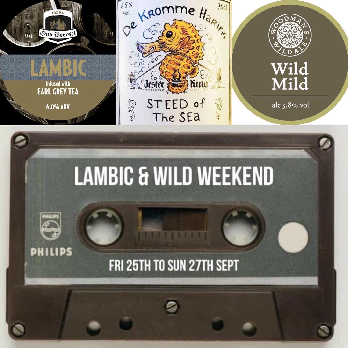 All the beers are on and pouring though the Wild Mild is a little wildly lively! 

Oud Beersel - Earl Grey Lambic 6%
Gorgeous bergamot orange kicks and balanced acidity.
.
Kromme Haring x Jester King - Steed of the Sea 6.5%
Wild ale with Texas lemon 