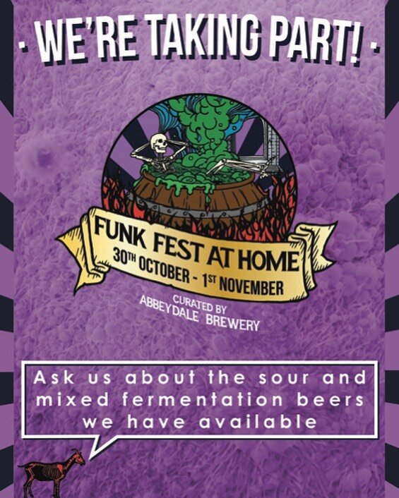 Looking forward to joining in with @abbeydalebeers #FunkFest at home this year. We&rsquo;ll be one of the venues getting involved alongside this ace event 👍 Plans being worked on but likely a HH #cider and #sourbeer box, maybe even a virtual tasting