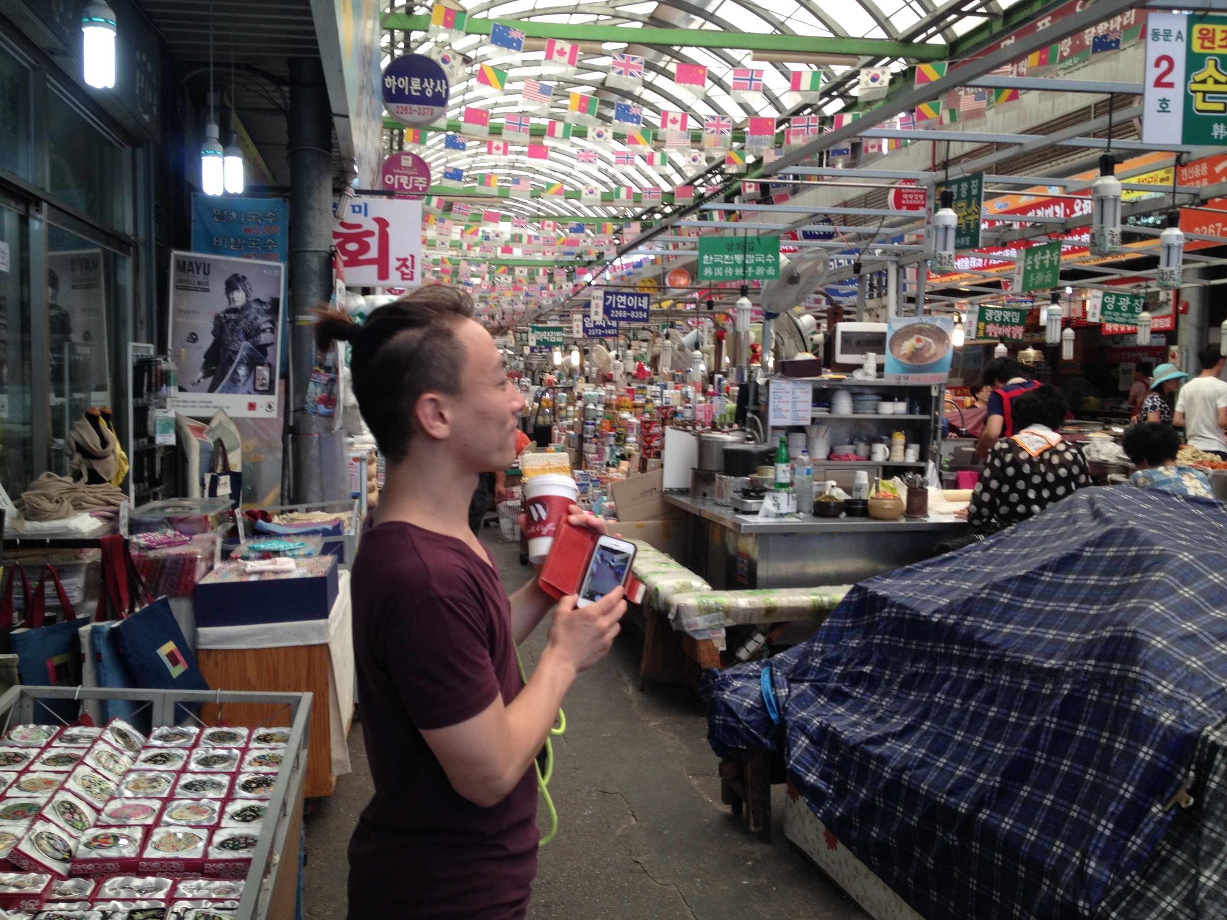At Gwangjang market with Sanghun, an amazing dancer. 