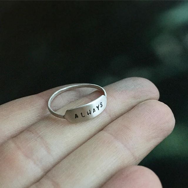 Starting to see those Valentines orders - custom silver 'Always' ring getting sent out today #metalsmith #silversmith #etsyshop #differencemakesus #handmadejewelry #handstamped #jewelry #etsy #valentinesideas #vsco