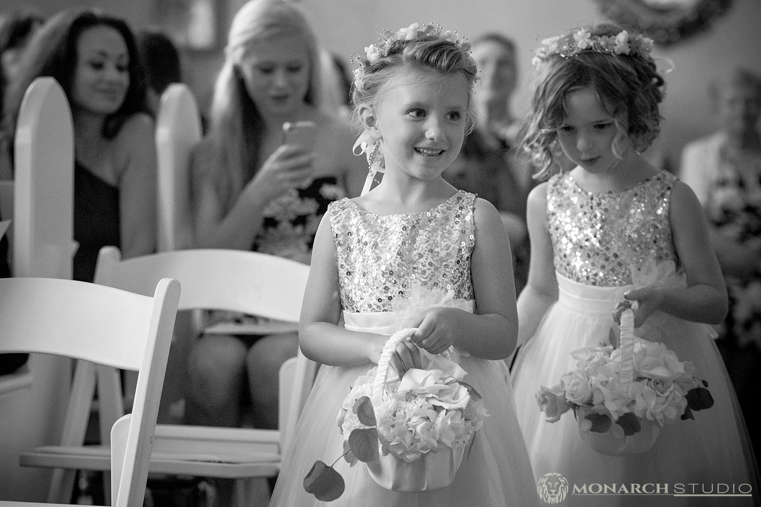 Flower Girl walking down the aisle Amore Wedding Chapel