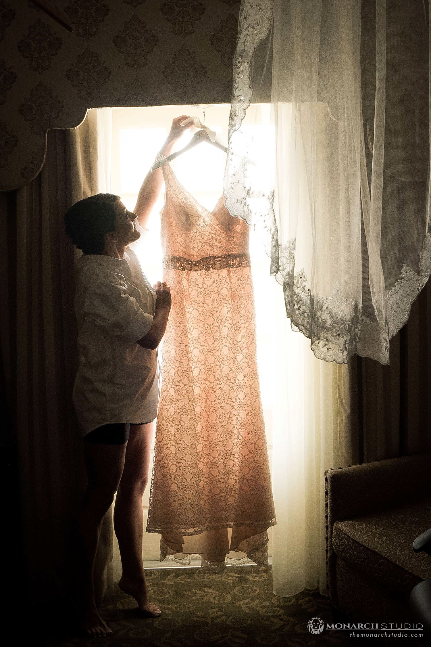 Bride getting ready Casa Monica Hotel in Saint Augustine Florida