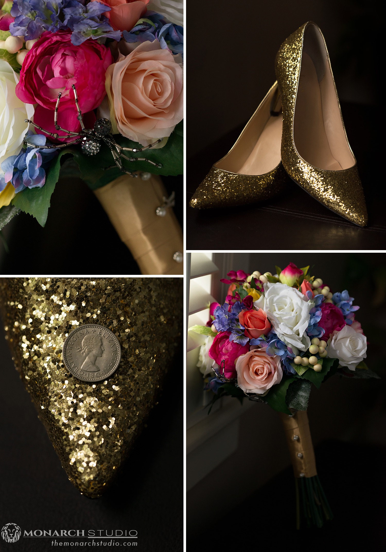 Wedding Details of flowers and shoes in St. Augustine Florida