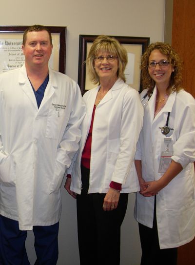 Pictured (from left): Dr. Tyson Blatchford, Registered Dietitian Diane Ray, and Physician Assistant Racquel Szabo focus on nutrition as an important part of a healthy lifestyle for their patients at South Central Kansas Medical Center. Ray is now offering free grocery store tours for the general public.