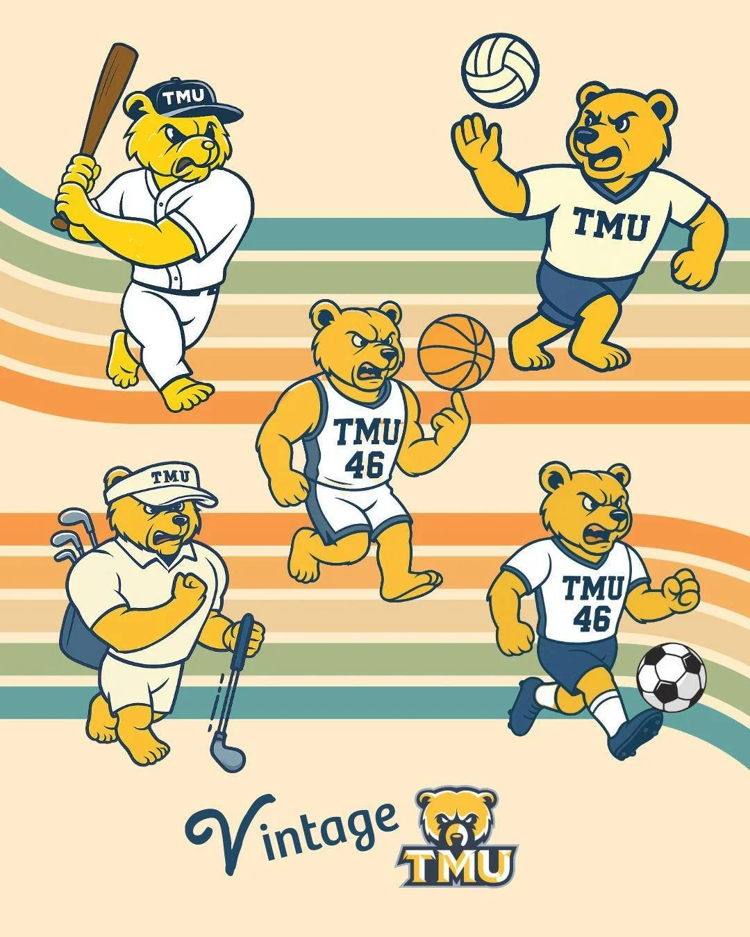 Check out our new vintage inspired die cut stickers. Available in-store &amp; online. Go Bears! ⛳⚾🏐⚽🏀