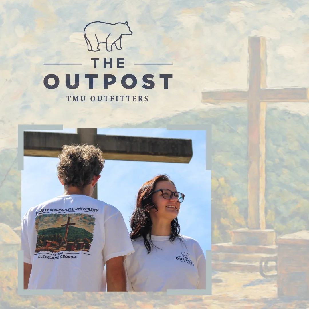 Introducing the first graphic of The Hendrix Collection - The Cross.  Comfort Color tees with Truett McConnell landmarks, styled in a distinctive watercolor graphic. This tee combines softness with a vibrant, artistic representation of TMU campus lan