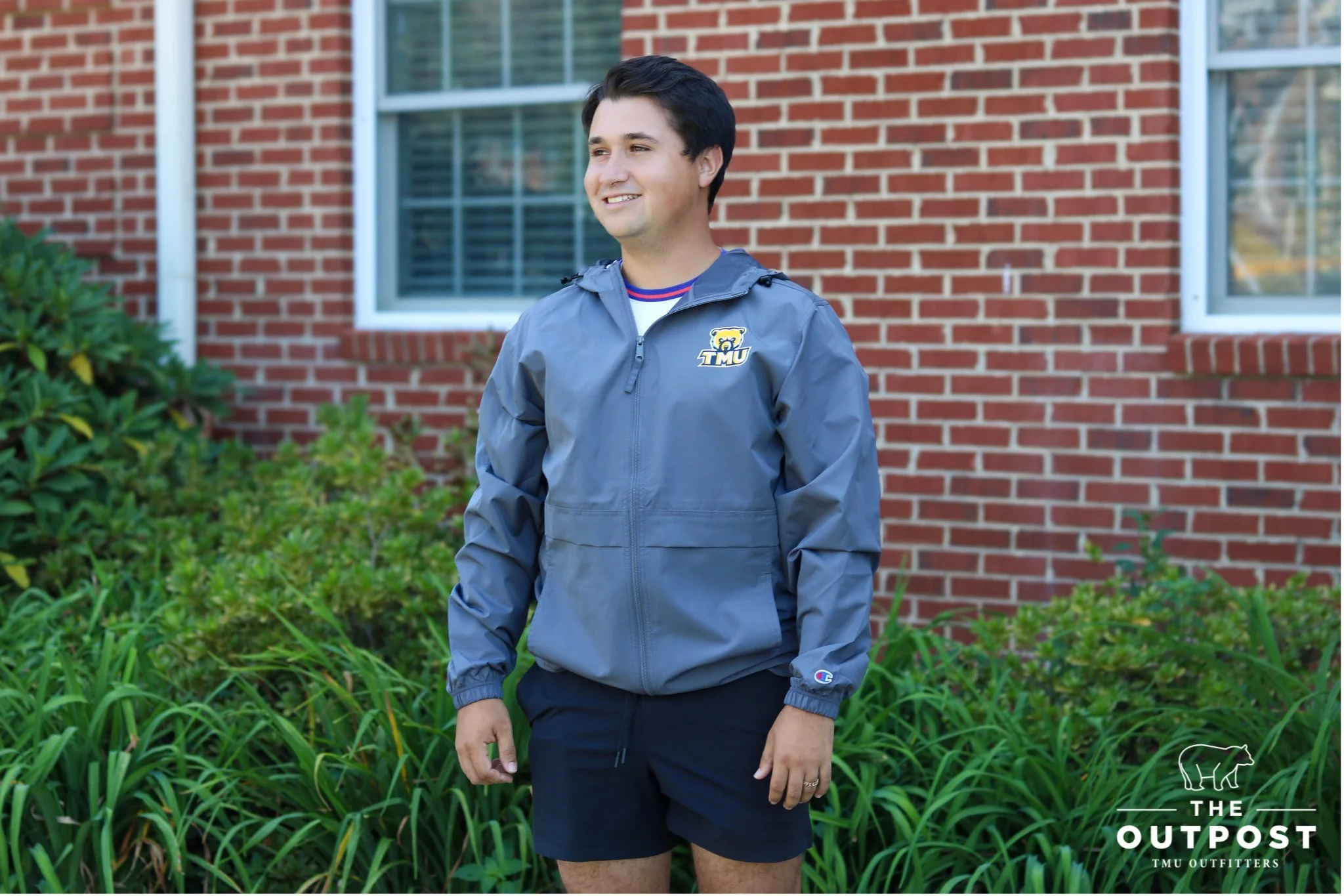 The perfect jacket for a rainy day! Shop our new Champion rain jackets in-store and online today! #TheOutpost #TMU #WeAreTMU