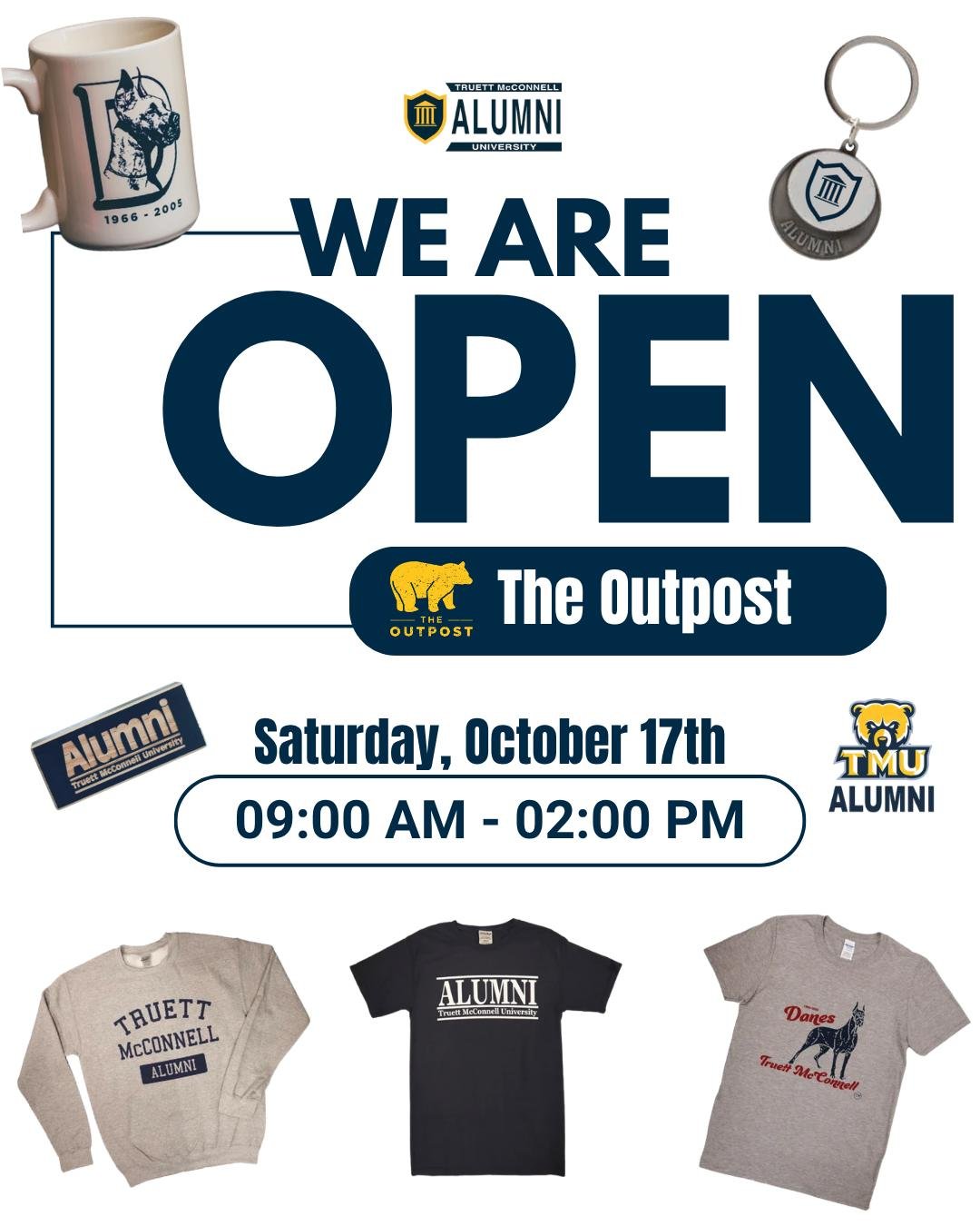 Welcome Back Classes of 1976, 1977, and 1978! Stop by The Outpost to grab your Alumni gear!💛🐻💙🎓 #GoBears #WeAreTMU #Reunion #TMU #TheOutpost