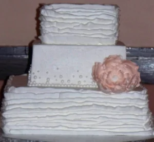 Square Cake with Ruffles and Pearls