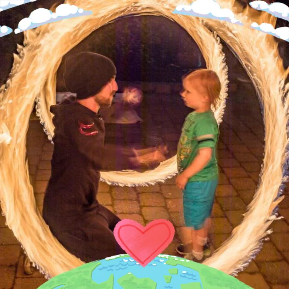 Fire Spinning around a little boy at a regular First Friday Fire gig I regularly host in Grants Pass, Oregon