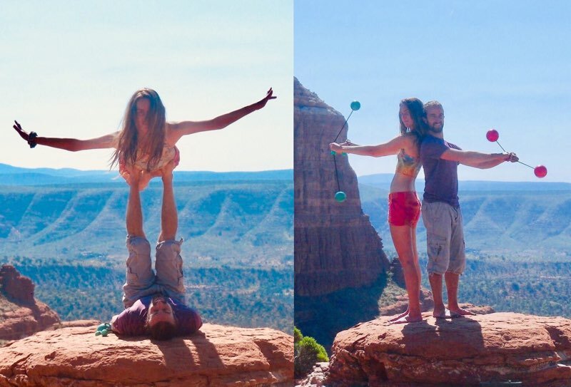 Showing off some Acro Yoga and Flow Art (Partner Poi) skills in Sedona, Arizona.