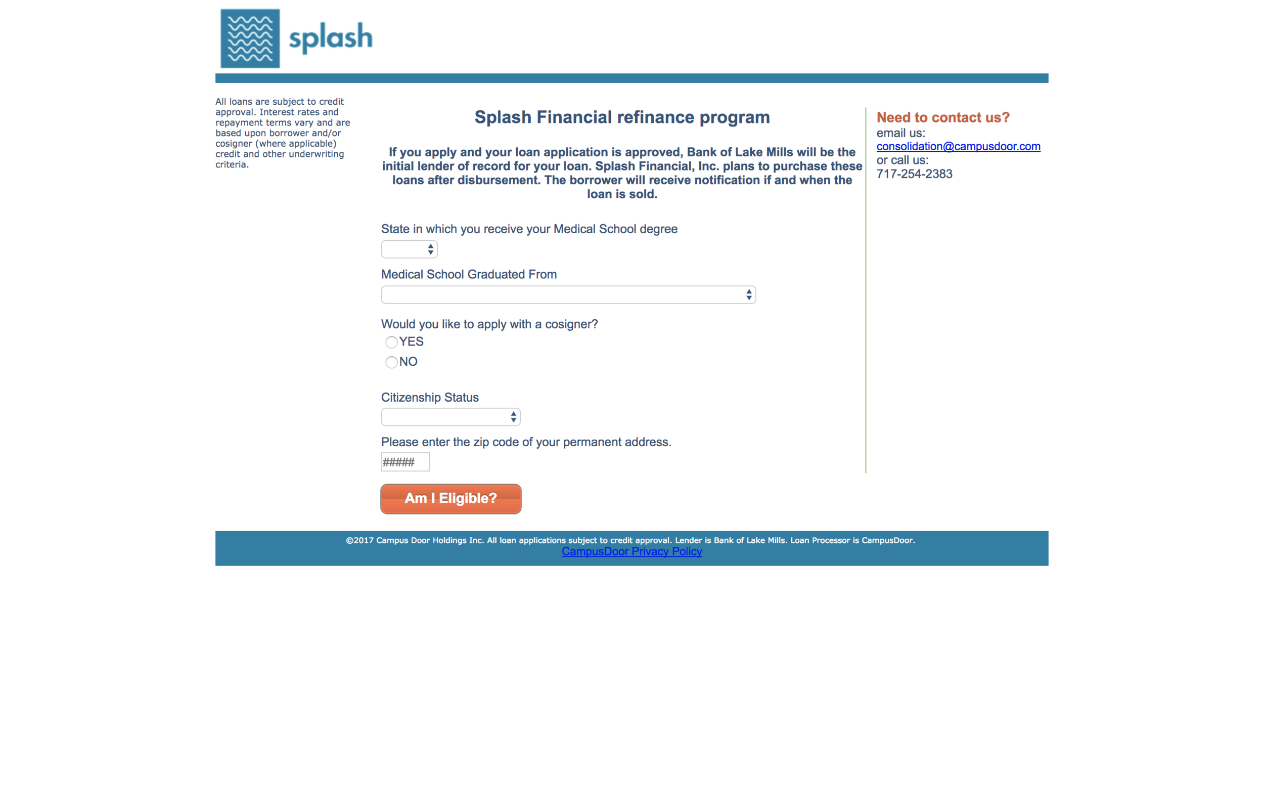 You will be transferred to CampusDoor to complete the application