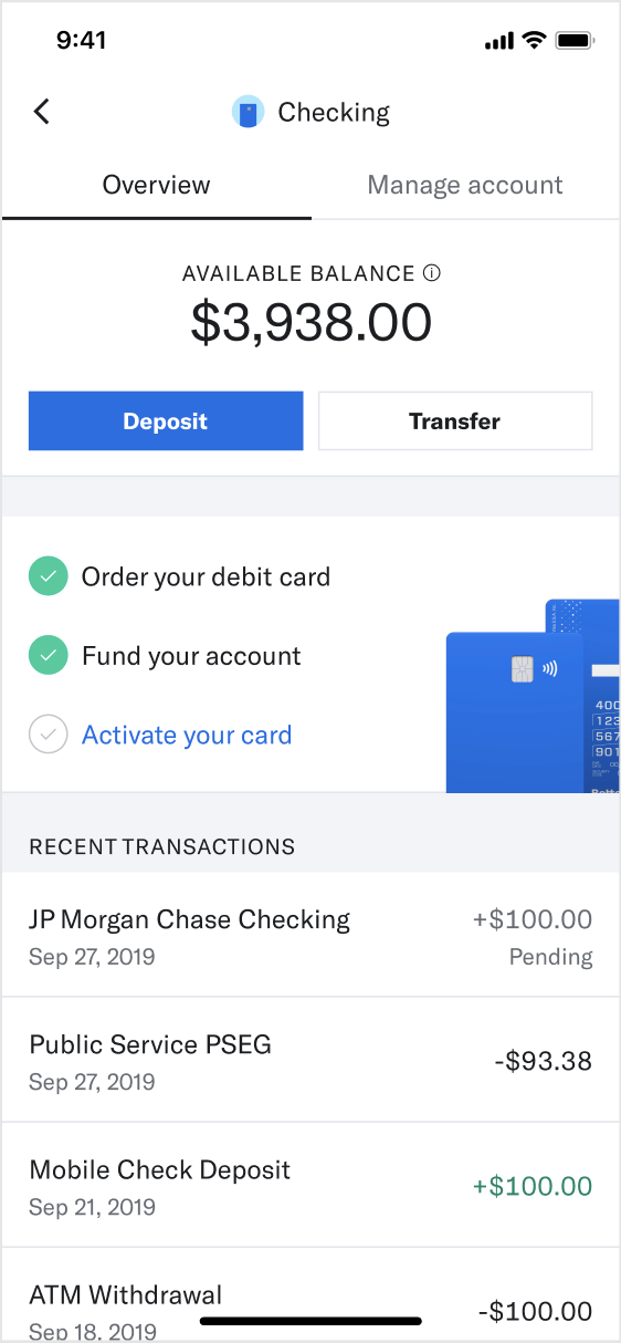 Betterment Checking Account Setup Checklist