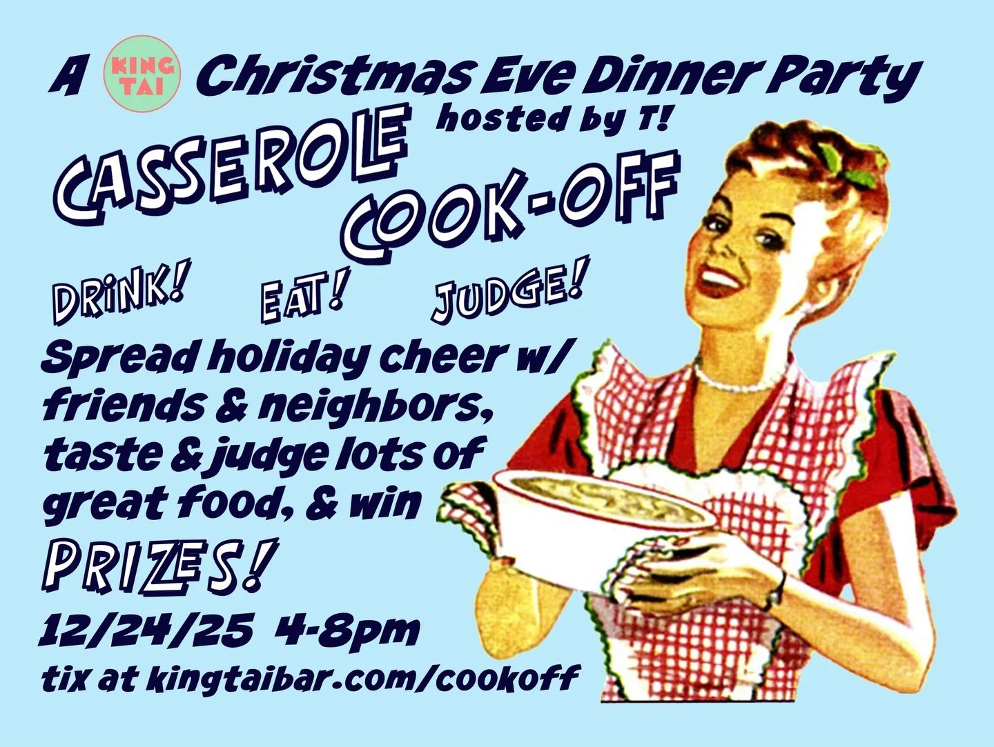 Not only are we open Christmas Eve, but Master of Ceremony @shitstainsforbrains is hosting one hell of a CASSEROLE SMACKDOWN where a dozen or so local bakers &amp; makers will compete for the cash prize💰&amp; title of BEST HOLIDAY CASSEROLE 2025.  B