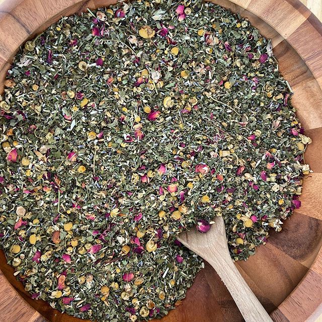 Last night I was honored by a beautiful group of women who shared their motherhood wisdom with me at this moment of ultimate transition. As a gift to the hosts I blended up a custom tea. Had to stop myself from diving in as I made it. Calling it Rest