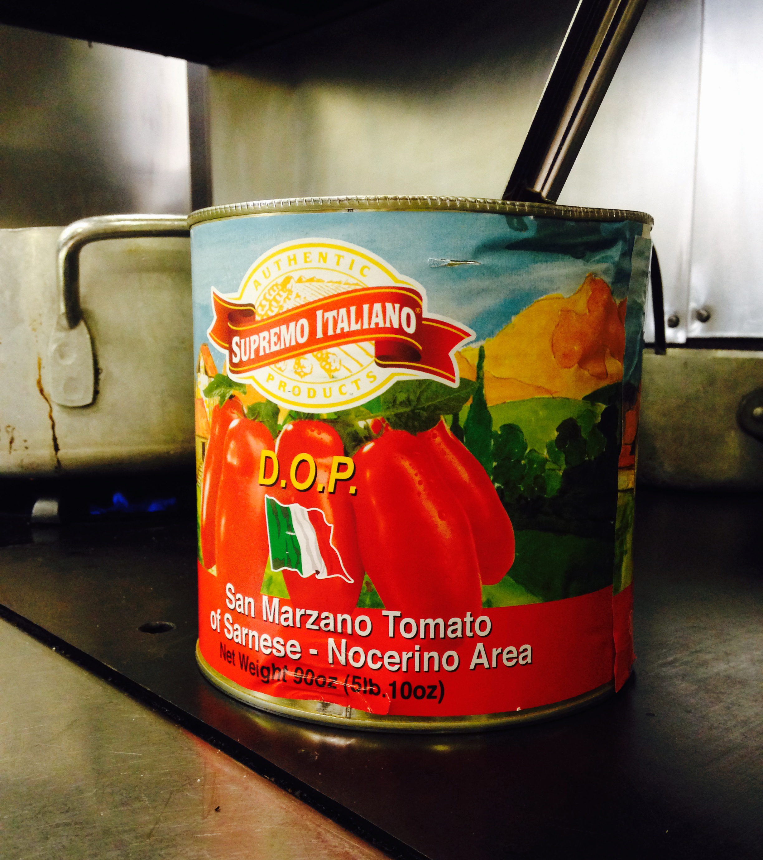 The San Marzano tomatoes that went into our simple tomato sauce.