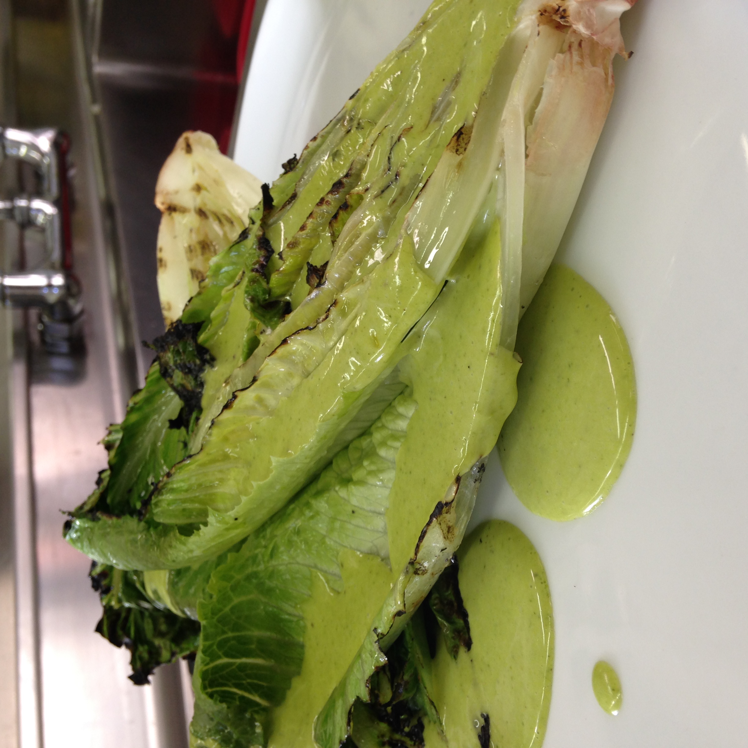 Charred romaine with green goddess dressing