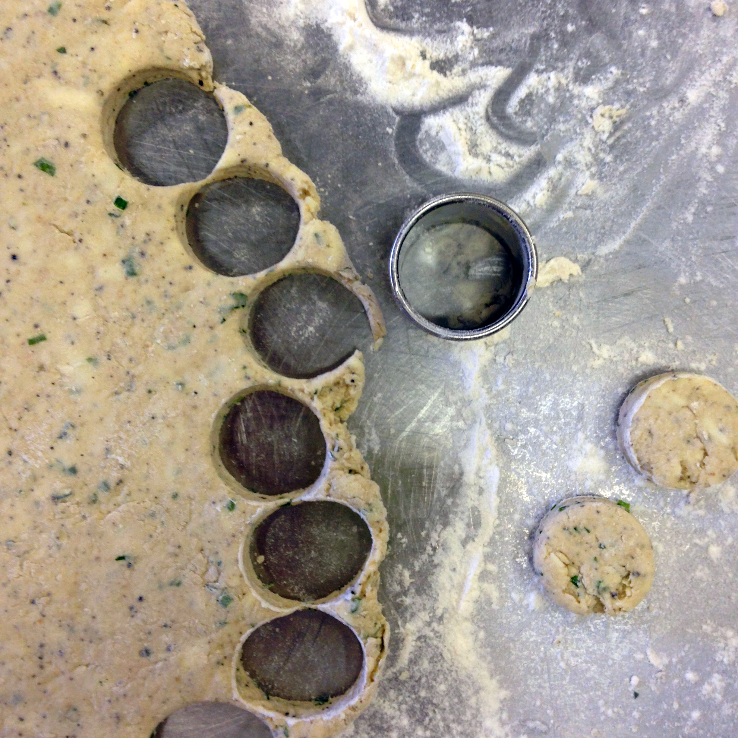 Black pepper and herbs dotted the dough for our biscuit dumplings
