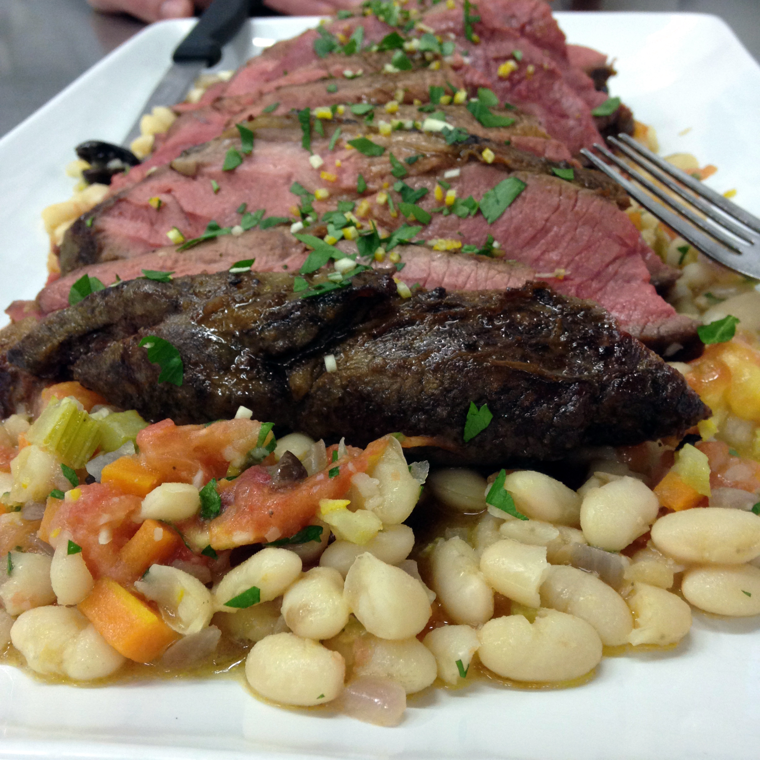 Provençal roast lamb with white bean ragout