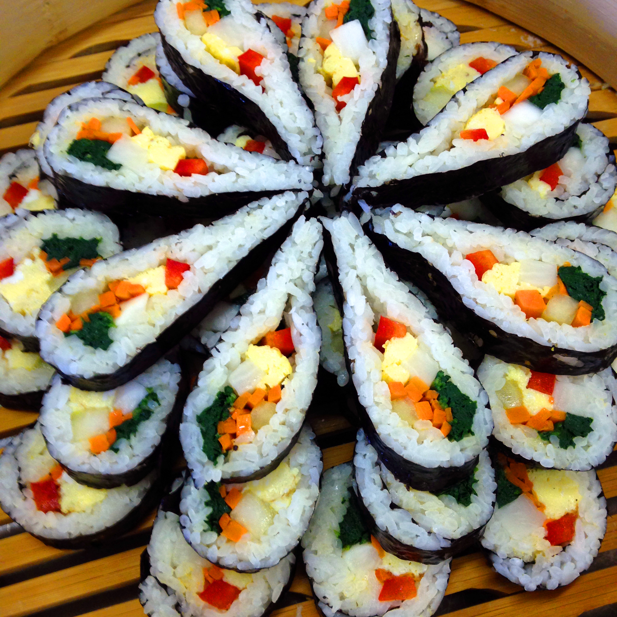 The beautiful Korean-style sushi prepared by student KyoungAh Kim