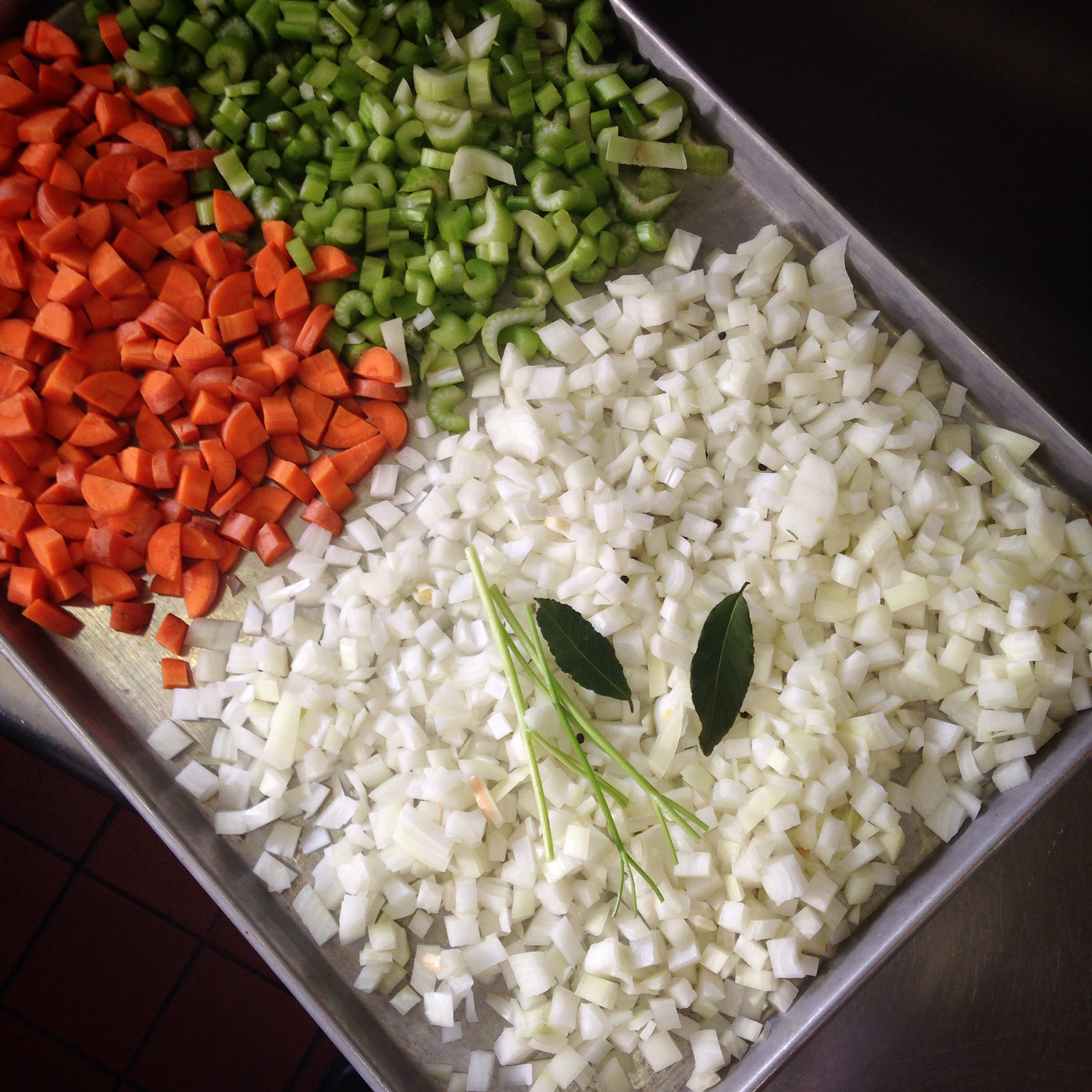 One of the numerous batches of mirepoix I prepared for chicken stock