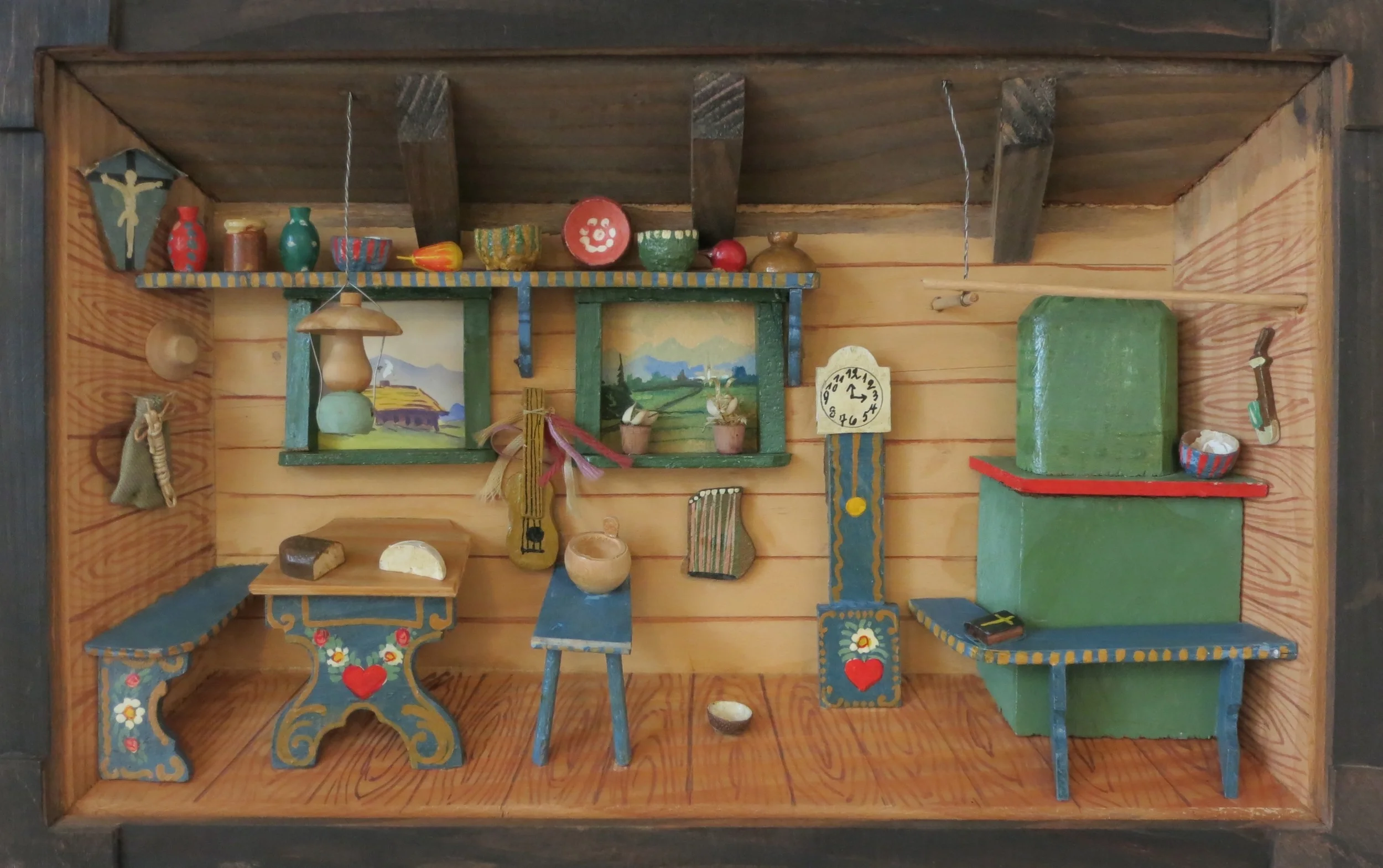 The Little Swedish Kitchen (diorama, circa 1940's) 10"h x 15.5"w x 2"d