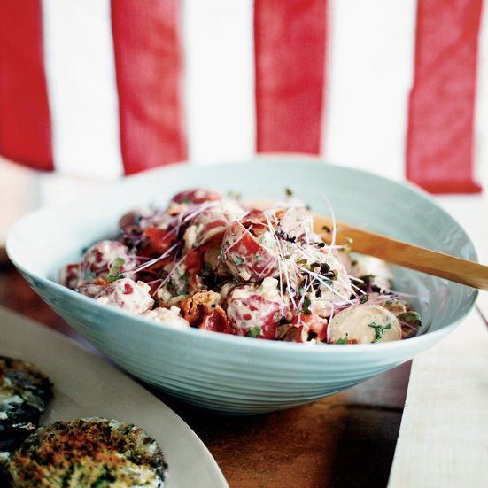 Beautiful looking Potato Salad with Bacon and Barbecue Sauce. Contributed By Laurent Tourondel Photo © John Kernick