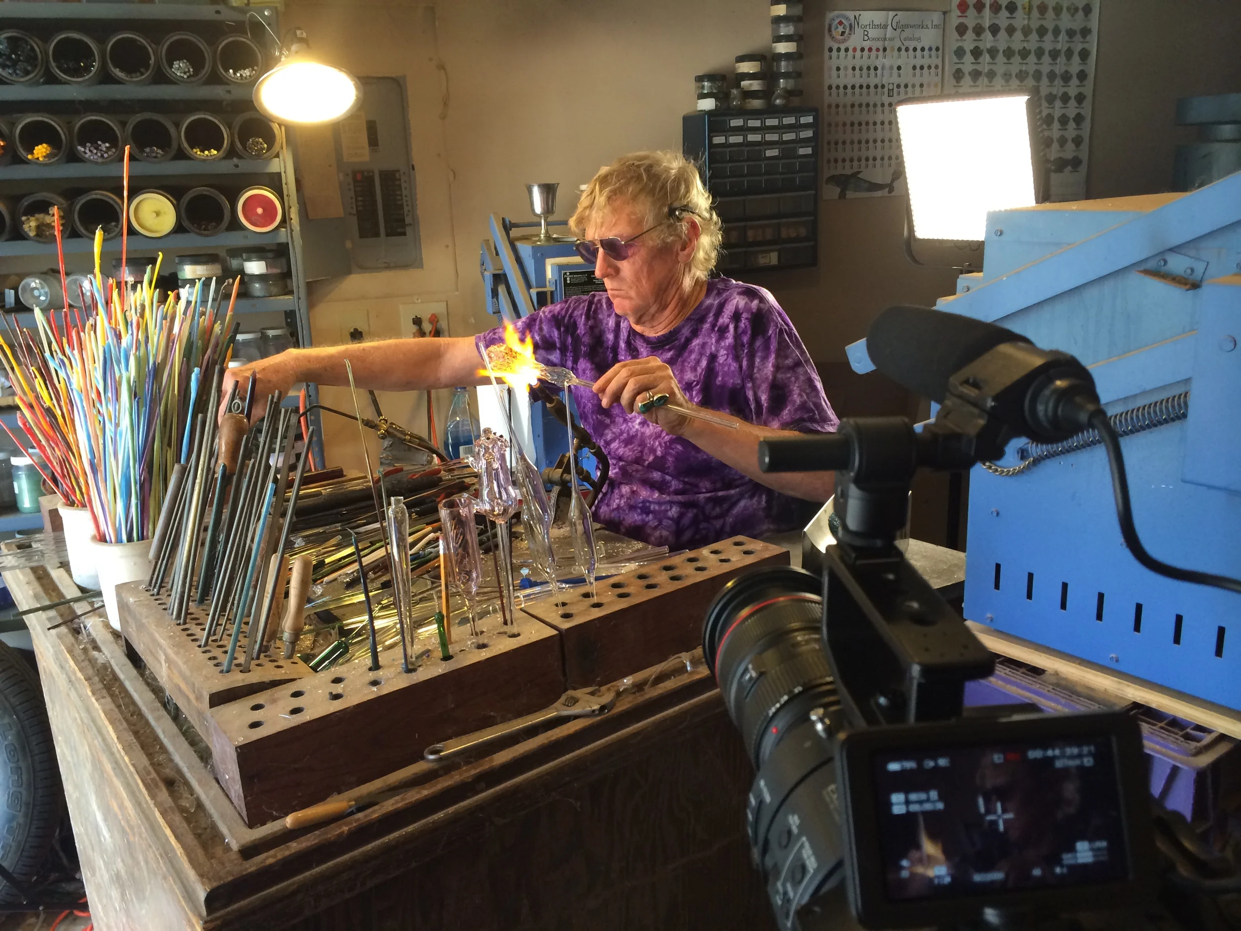 A behind-the-scenes photo of the 4k documentary “Rainbows Are Bad,” directed by Stephen James Fell.