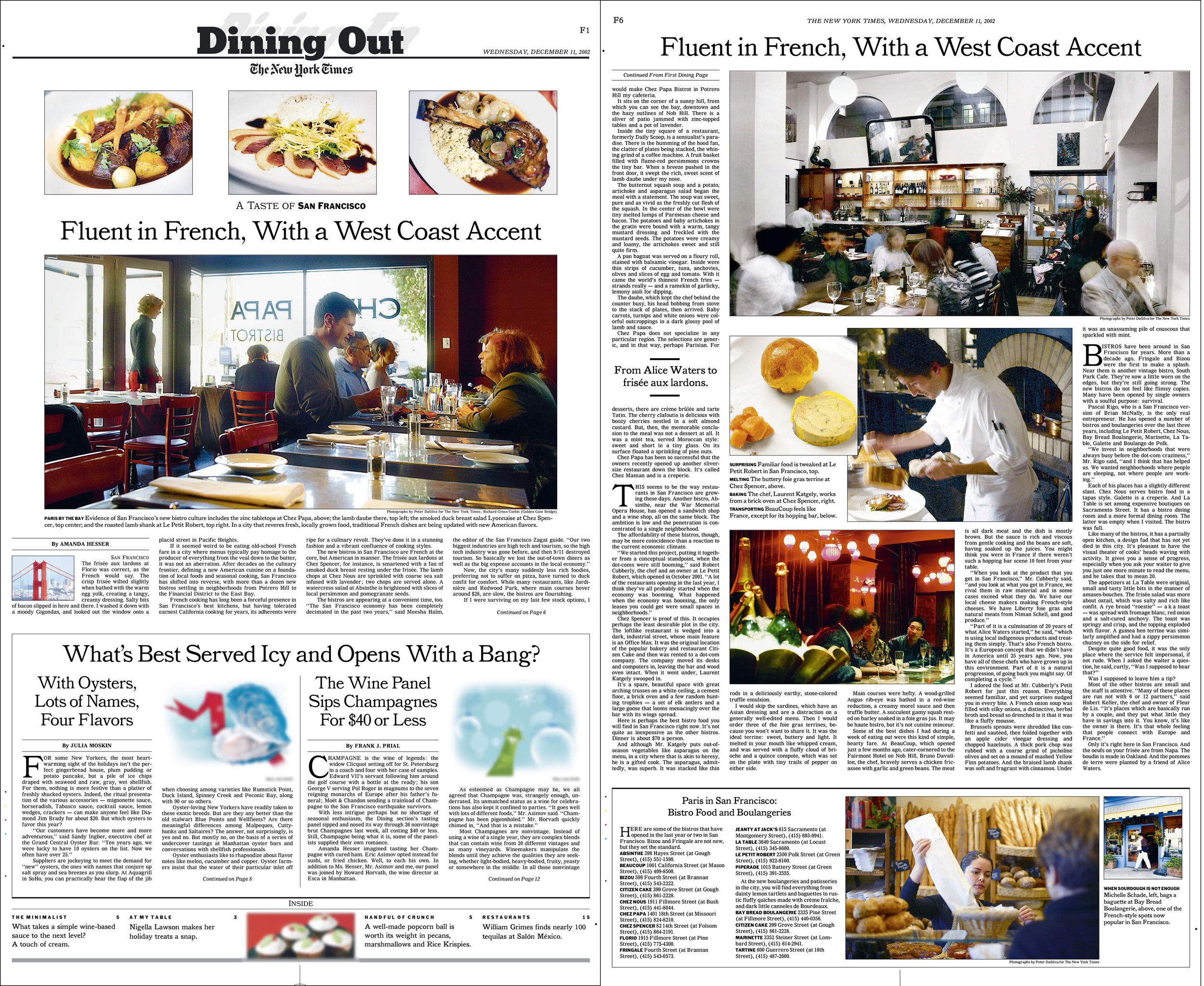   New York Times - Dining Out&nbsp;&nbsp;&nbsp;&nbsp; -cover/jump page  